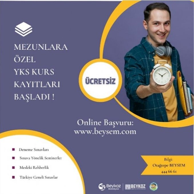 huristanbulhab1's tweet photo. BEYSEM’de Üniversite Hazırlık Kurs Kayıtları Başladı
https://t.co/C14f9EJGpA
#BeykozBelediyesi #Beysem
https://t.co/CdirbC52Ns https://t.co/8TIS5C44au