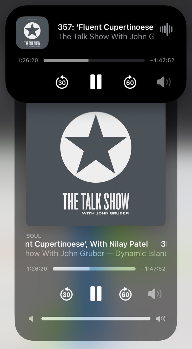 Apparently, you can open Control Center “Now Playing” controls *and* expand the Dynamic Island for…playback inception?