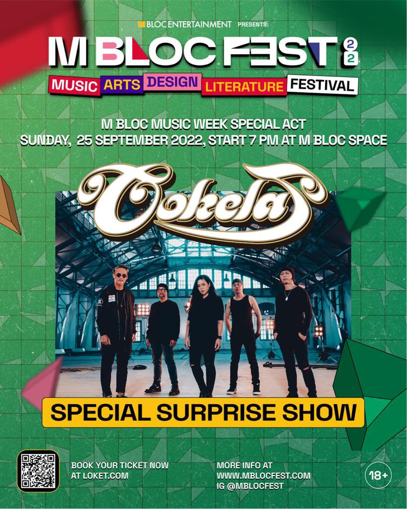 Lets rock out with Cokelat’s Special Surprise Show at M Bloc Fest.

Sunday, 25 September 2022, Open Gate 07:00 PM, M Bloc Space.

Get ticket now at loket.com
More info: <a href="/mblocfest/">mblocfest</a> - mblocfest.com.

#mblocfest #mbloc3rdanniversary
#cokelatkembali