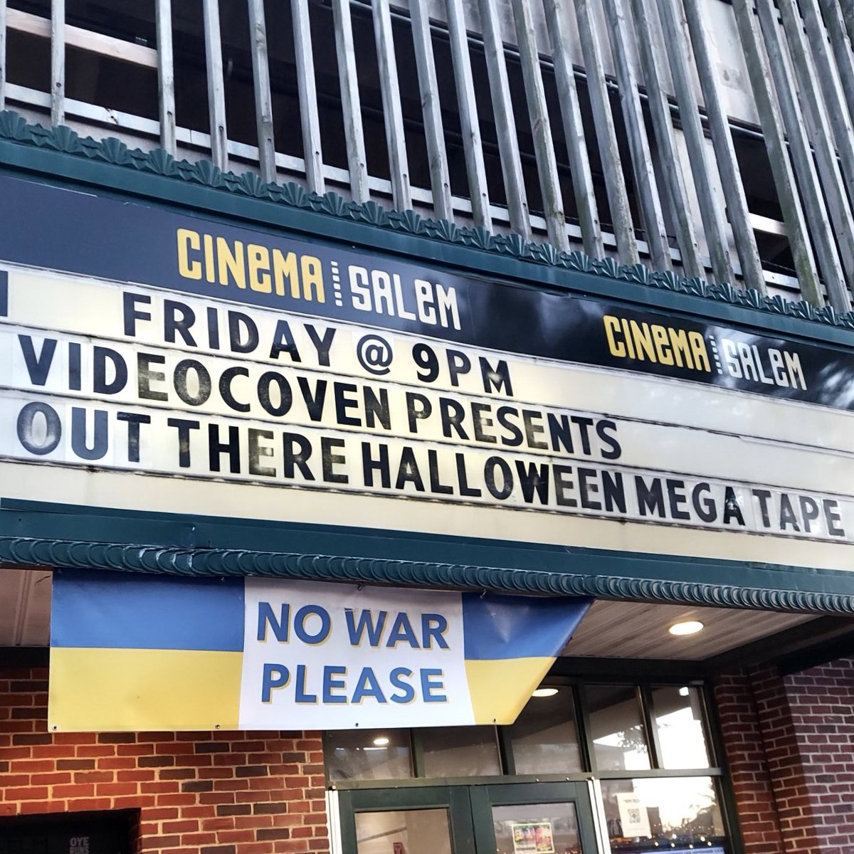salemhorrorfest's tweet photo. We kicked off the spooky season with a premiere of OUT THERE HALLOWEEN MEGA TAPE last night! It was so wonderful to welcome the team @ChrisLaMartina @auroragorealis @AudioEsoterica visiting us from Baltimore! @videocoven continues next week and every week at @CinemaSalem! https://t.co/7pAEsFvF8R