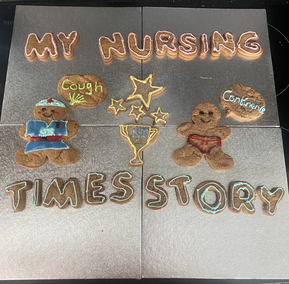 SarahHe46464469's tweet photo. When you are set a challenge as a Nursing Times finalist to do a Gingerbread bake off  challenge! Here is my entry idea and telling my award journey through baking! @NursingTimes @NT_Awards #NTAwards @MancRespDoc @mftchiefnurse @MFTnhs @himynameisjaneg #chroniccough #incontinence https://t.co/zr7t0Hrf8v