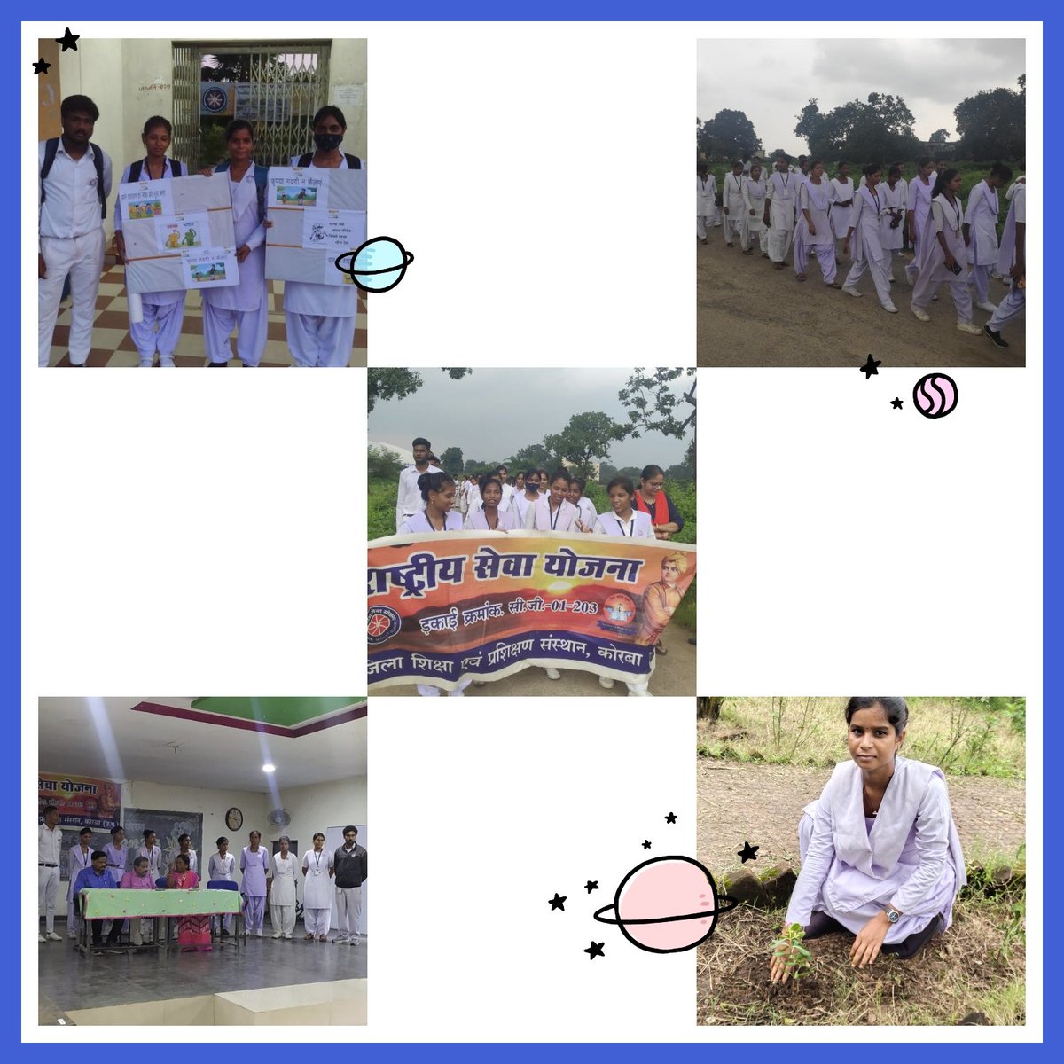 DietNss's tweet photo. राष्ट्रीय सेवा योजना के स्थापना दिवस पर डाइट कोरबा में रैली, वृक्षारोपण ,स्वच्छता शपथ ,छात्र परिषद का गठन एवं शपथ समारोह आदि संपन्न हुए डाइट प्राचार्य श्री सराफ जी ने स्वयंसेवकों को स्वामी विवेकानंद जी के बताएं मार्ग पर चल कर भारत देश को विश्व गुरु बनाने का संकल्प लेने कहा। https://t.co/dHMddShyto