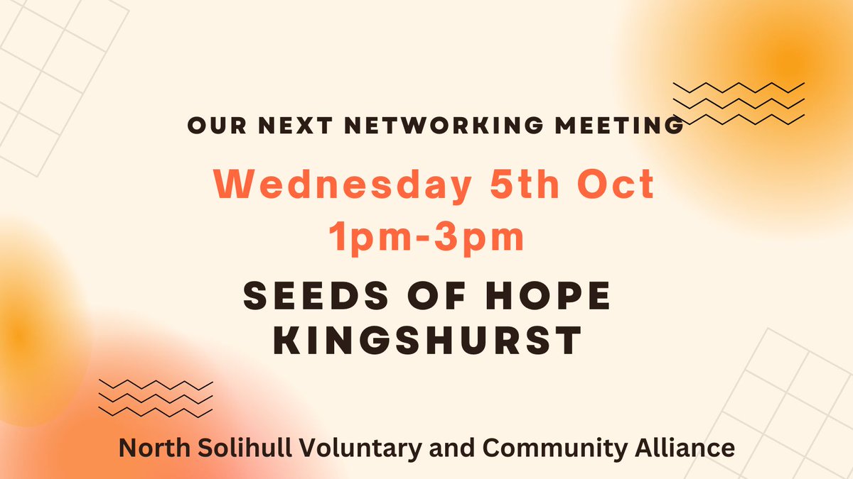 nsvca2's tweet photo. A date for your diaries. If you're a voluntary or community group operating in #NorthSolihull join us at Seeds of Hope #Kingshurst 1pm - 3pm on Wednesday 5th Oct. https://t.co/AJw58taotN