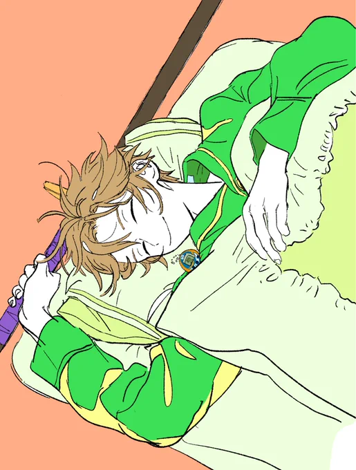 想像で描きました(御手杵っちと一緒に寝る御手杵) 