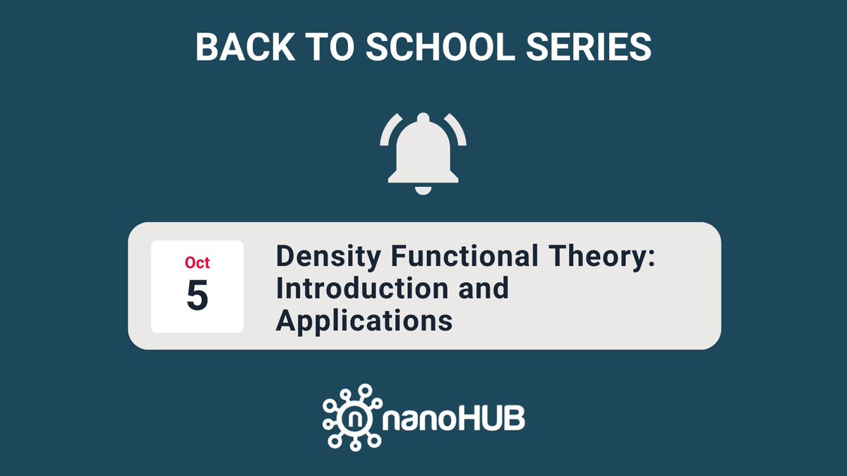 nanoHUBnews's tweet photo. 🔔 Don’t forget to register for our webinar, School Series on nanoHUB, Density Functional Theory: Introduction and Applications.
Oct. 5, 1:30 – 2:45 PM EDT
Register here: https://t.co/fbcRcWaoCu
#bandstructure #materialsscience #DFT #electronicstructure #QuantumESPRESSO https://t.co/RqwcApIcqD