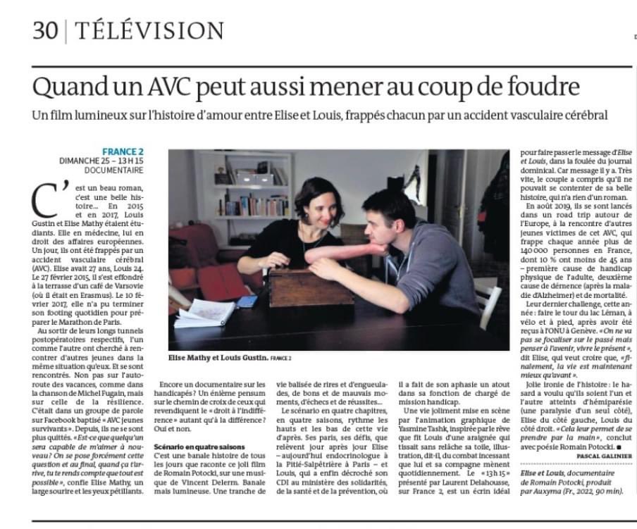 ElgaMarzou's tweet photo. « Le @13h15 de @LaurentDelahous est l’écrin idéal pour faire passer le message d’Elise et Louis ».

A voir dimanche sur @France2tv , l’émouvant récit d’une histoire d’amour et de résilience après un #AVC signé @rompouce ❤️

Via @lemondefr https://t.co/YgcJcOXkFe