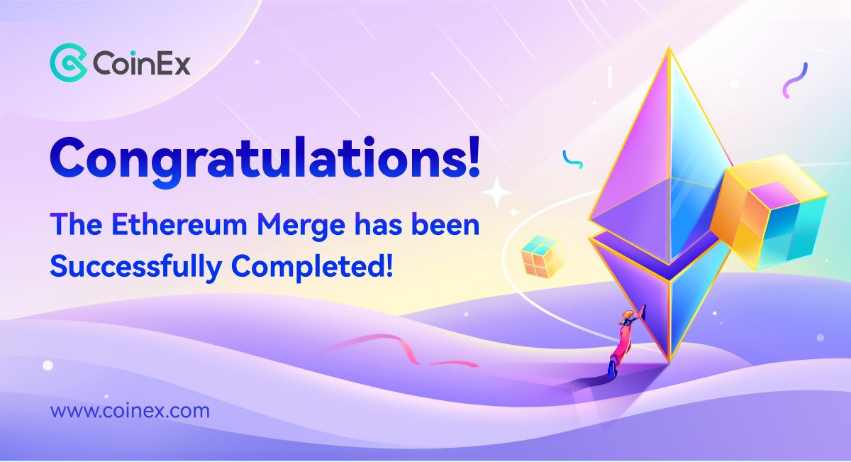 coinexcom's tweet photo. The #ETHMerge has been successfully completed! 🎉

Finish the following sentence to win $500! 🤩

I bought $ETH at $____ on CoinEx, and after the #Merge, I ____ (buy more / hodl / sell more).

⏰ 24th - 30th Sep
✅ Follow @coinexcom
✅ Like + RT + Tag 3 friends

#CoinEx #Giveaway https://t.co/X1FLkDKQq3