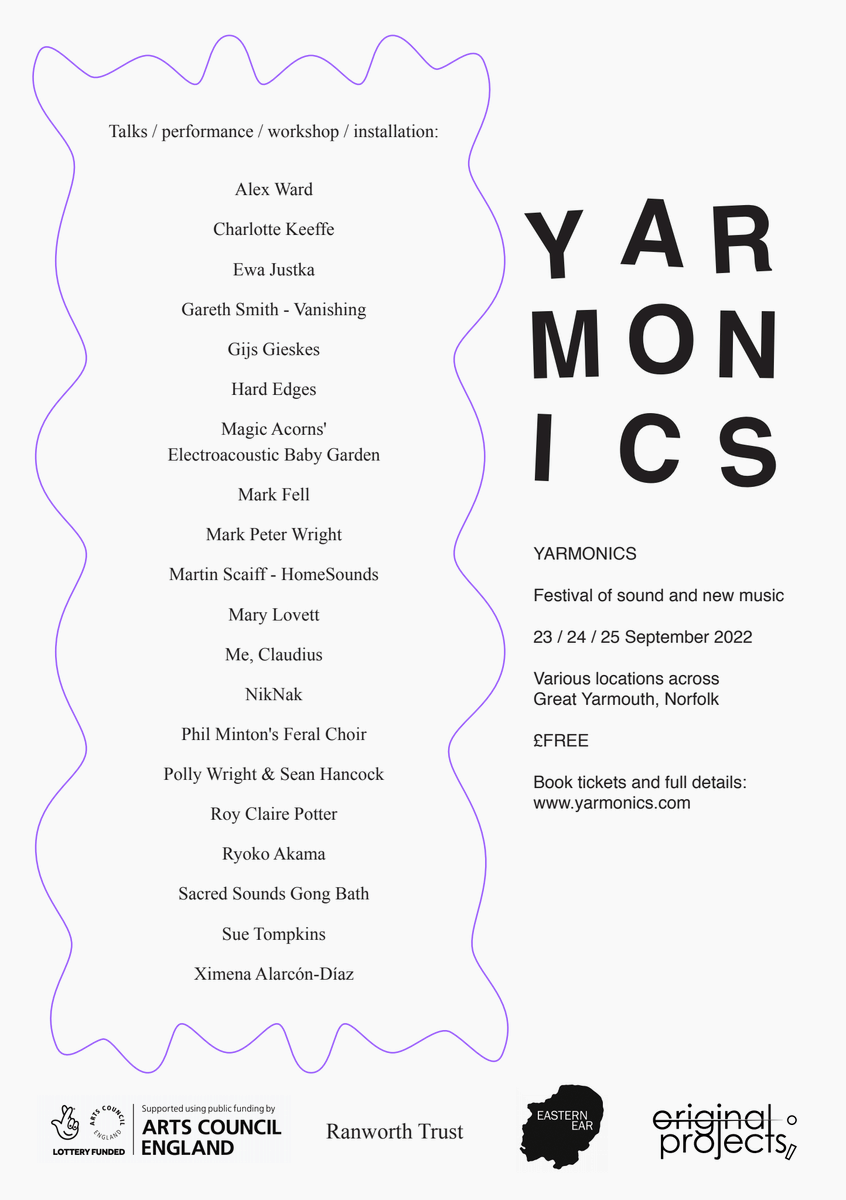 outerreacheslbl's tweet photo. From Yorkshire to Yarmouth...
Vanishing Live at YARMONICS 2022, 25th September
15:00 - 15:45, #primeyarc, Great Yarmouth
A special performance of ‘55°N, 5°E’ reimagined for the festival featuring Karl D'Silva (@krldslv)
Info: https://t.co/SknrWZy1aW https://t.co/ZlwSFoap4s