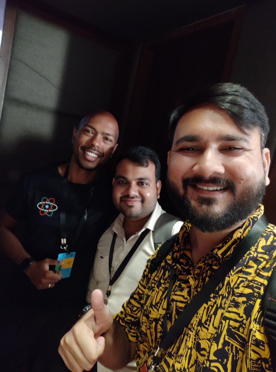 iamNiravPanchal's tweet photo. Great to meet you @TejasKumar_ @react_india @KrishaWeb @Ankithingarajiy https://t.co/iU4AEsHL0K