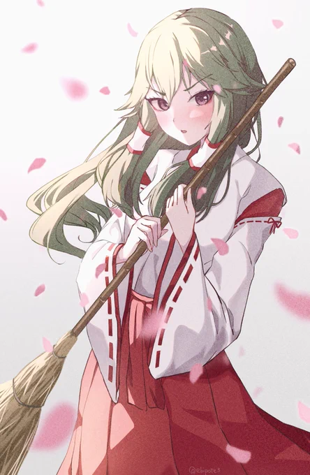 巫女をしていた頃の久岐忍(妄想)を描きましたKuki Shinobu when she was a shrine maiden#原神 #GenshinImpact #久岐忍 #KukiShinobu 