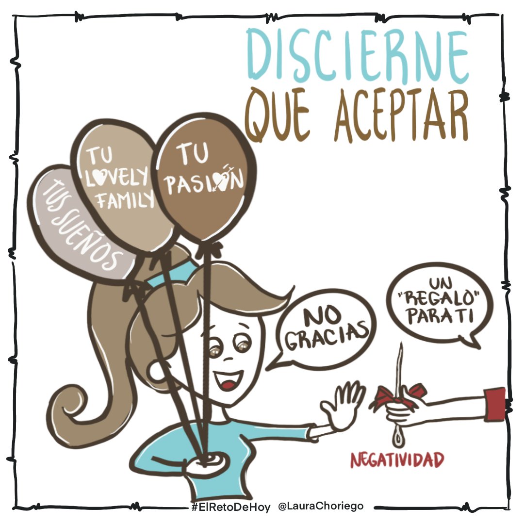 LAuraChoriego's tweet photo. #Día65 #Transformación ¿Te ha pasado aceptar 🎈algo o alguien que en lugar de ser sostén fue el alfiler 📍? La clave para ser feliz es saber que tienes el poder para elegir que aceptar 🎁 y que dejar ir 👋.
#ElRetoDeHoy #LauraChoriego #VisualCoaching #VisualThinking https://t.co/gikzlbLT7b