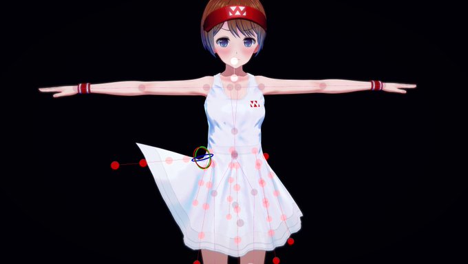 @syobon0806 ('・ω・`)さんのボーンととりさんの見えない手で
つてヒントでふともってスカート枠はかせてスカートそのものを全部透過してみてどうだって試したら行けたよー--!!\( 'ω')/ウオオオアアアアアアアアアアアアアアアア スカート動かすと上着も動くっていう力技だけどね😇 