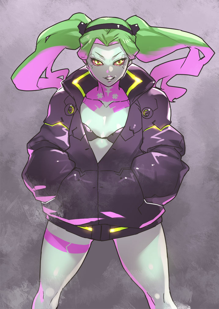 レベッカ(エッジランナーズ) 「('ω`) #Edgerunners #Rebecca #cyberpunk 」|ハムシマのイラスト