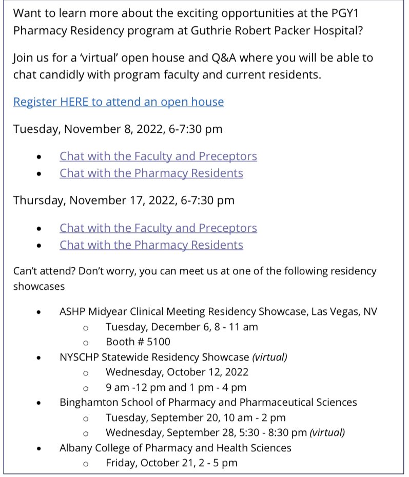 GPharmres's tweet photo. Check out website for dates, times, locations. 
At the link you can also register to attend our virtual open showcases! (Nov 8 &amp; 17 6-7:30pm Eastern Time)  

https://t.co/Y3PkZUoRvZ https://t.co/YREcCI2K1s