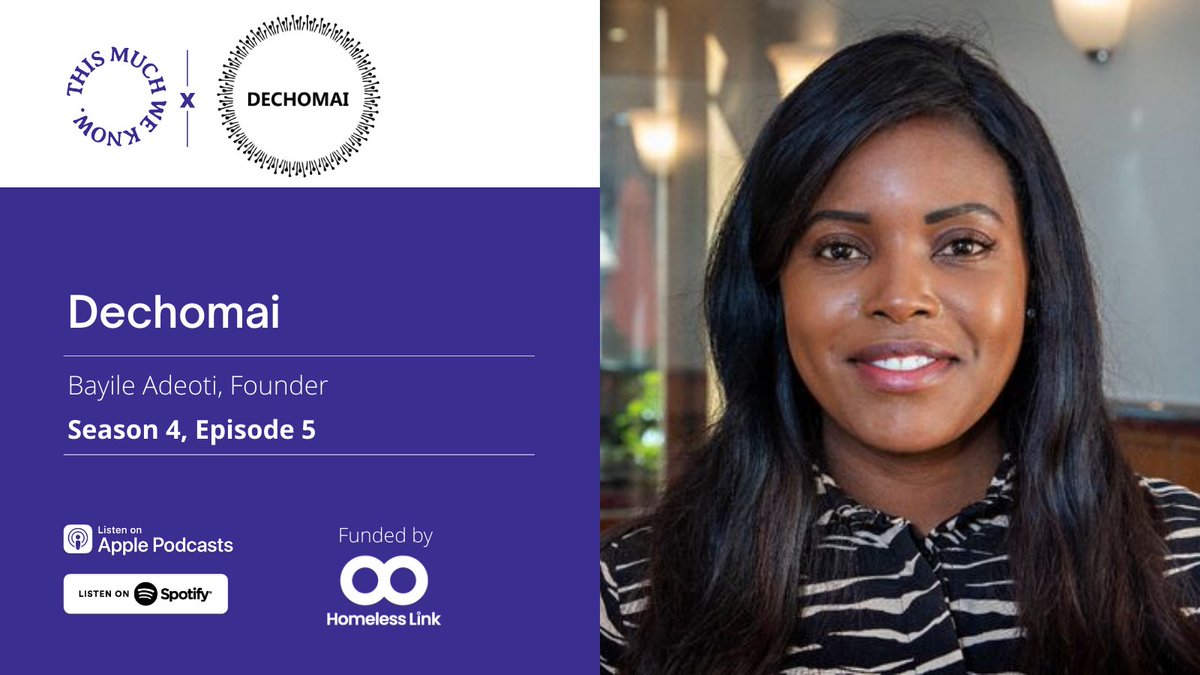 Hear from <a href="/BayileAdeoti/">BayileAdeoti</a> Founder &amp; Director of <a href="/DechomaiLtd/">Dechomai</a> - stimulating a vibrant #entrepreneurship eco-system within Ethnic minority communities

thismuchweknow.podbean.com 

<a href="/MurphHub/">Murphy Gabriella Hopkins-Hubbard</a> | <a href="/HomelessLink/">Homeless Link</a> #socialenterprise #WESAmbassadors