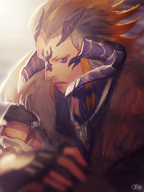 「友人がFF14紅蓮漆黒をクリアしたお祝いで描いたマグナイです。 」|童夢のイラスト