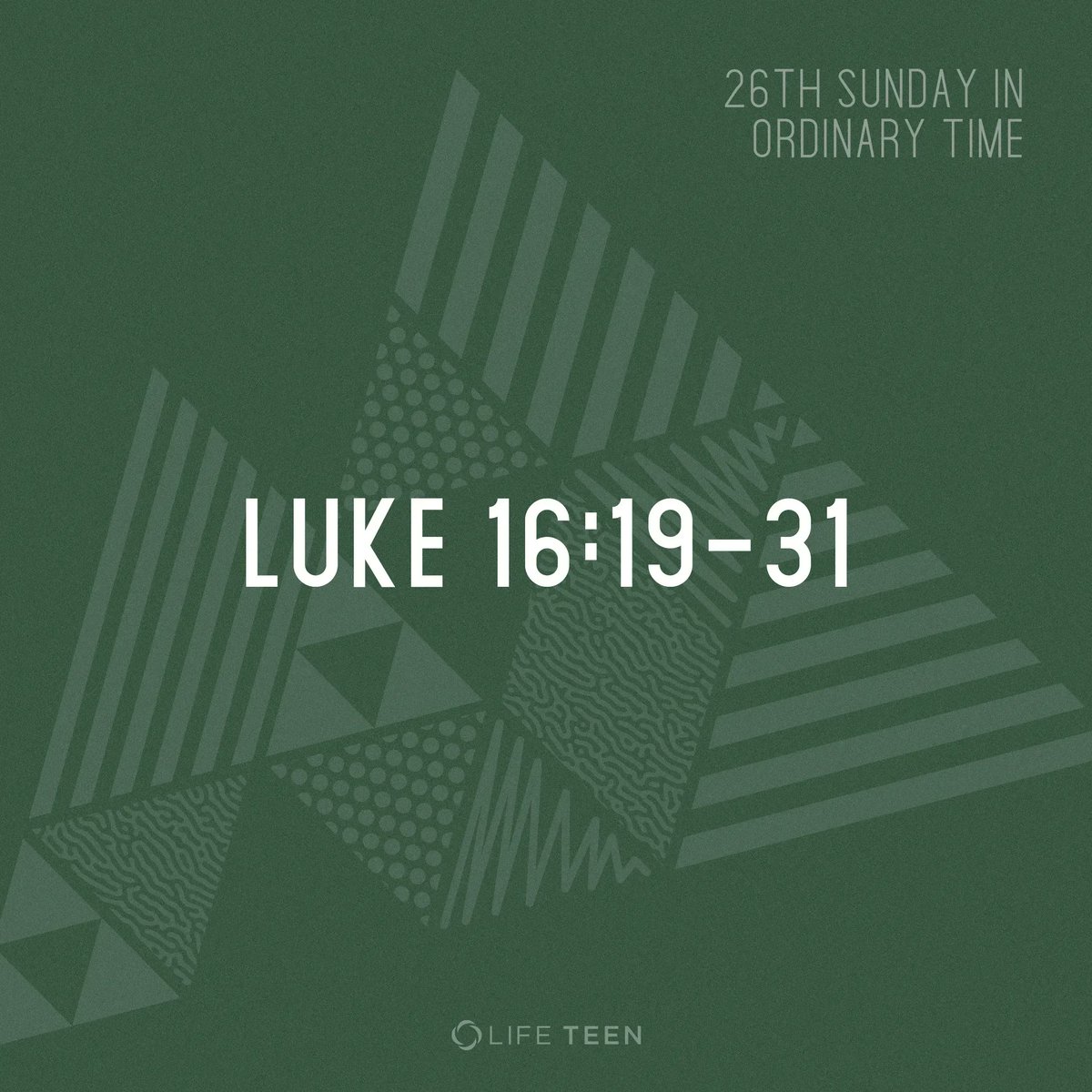LifeTeen's tweet photo. Get the most out of Mass this weekend! Before the liturgy begins, spend some time praying with the readings:

READING 1 - Amos 6:1a, 4-7
PSALM - Psalm 146:7, 8-9, 9-10
READING 2 - 1 Timothy 6:11-16
GOSPEL - Luke 16:19-31

For the full readings, click here: https://t.co/w6DNtgxm9d https://t.co/ePRsxdRMKg