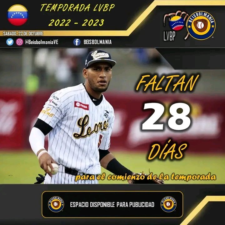 JOSENAV88734708's tweet photo. Faltan 28 días para escuchar el primer rugido de los eternos campeones Leones del Caracas.
#MundoMultipolar. https://t.co/Sc53tqiyL0