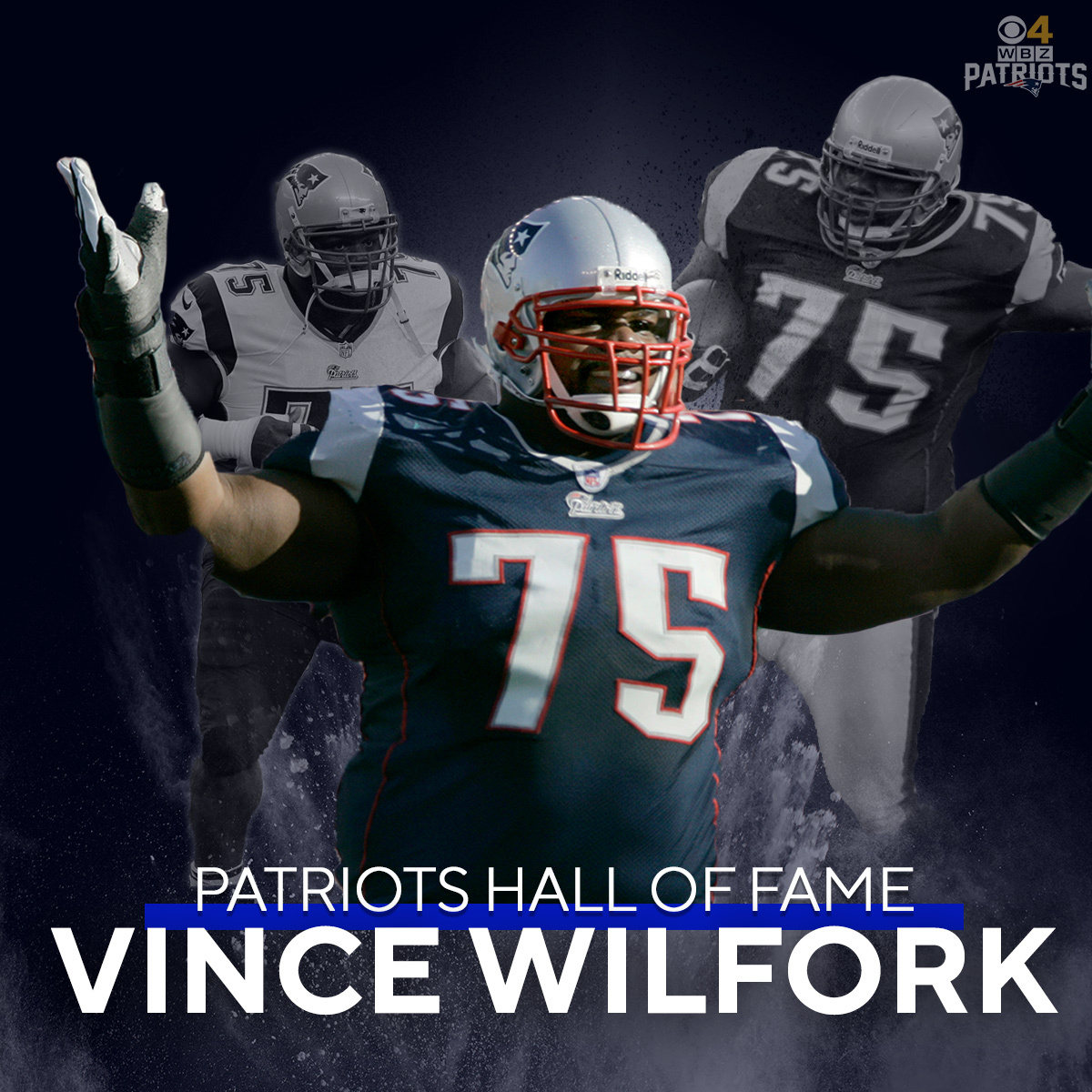 wbz's tweet photo. Today’s a big day for #75. Vince Wilfork become Patriots Hall of Famer Vince Wilfork. Watch the ceremony live at 4 p.m. on CBS News Boston and TV 38. https://t.co/jZW5poPmRx https://t.co/qGdPRief8u