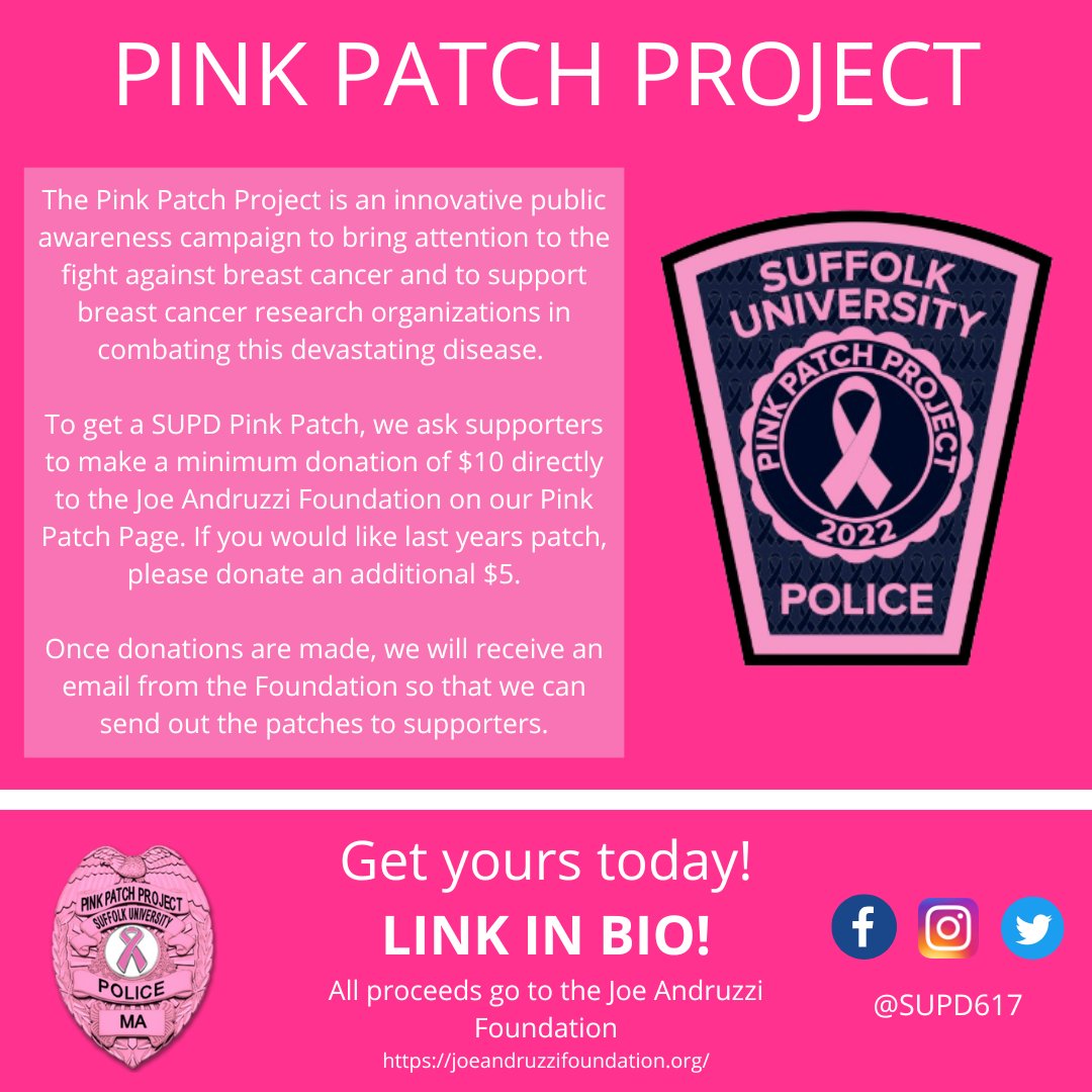 supd617's tweet photo. We're excited to announce our 2022 Pink Patch Project patch! We continue our partnership with the @joeandruzzifndn as our charity to support breast cancer awareness month!

Check our link in the bio to get a patch of your own! https://t.co/CoWtY6ut3v