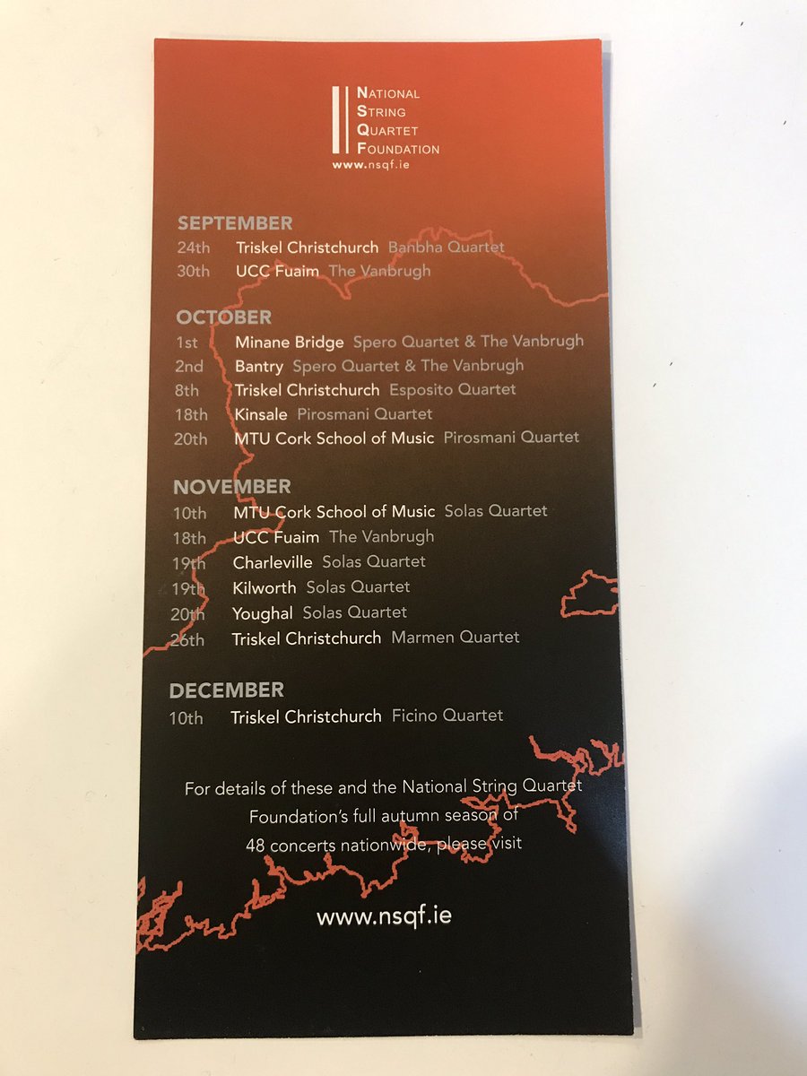 TriskelCork's tweet photo. Such a lovely start to our Autumn String Series. Thanks to the @BanbhaQ for such wonderful music. Next in the lineup is the Esposito Quartet on Sat 8 Oct https://t.co/o3DGUXIwfX