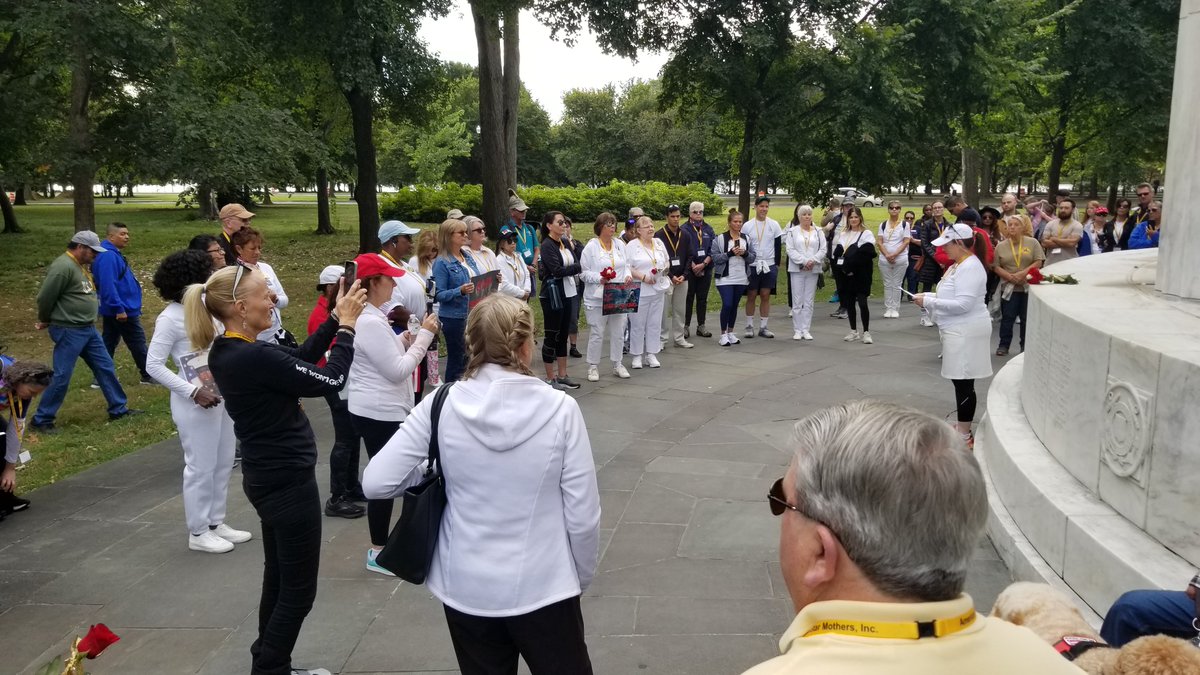 With the Gold Star Mothers Military Suicide Awareness walk this morning. "One a day is tragedy.  Twenty-two a day is unacceptable ."