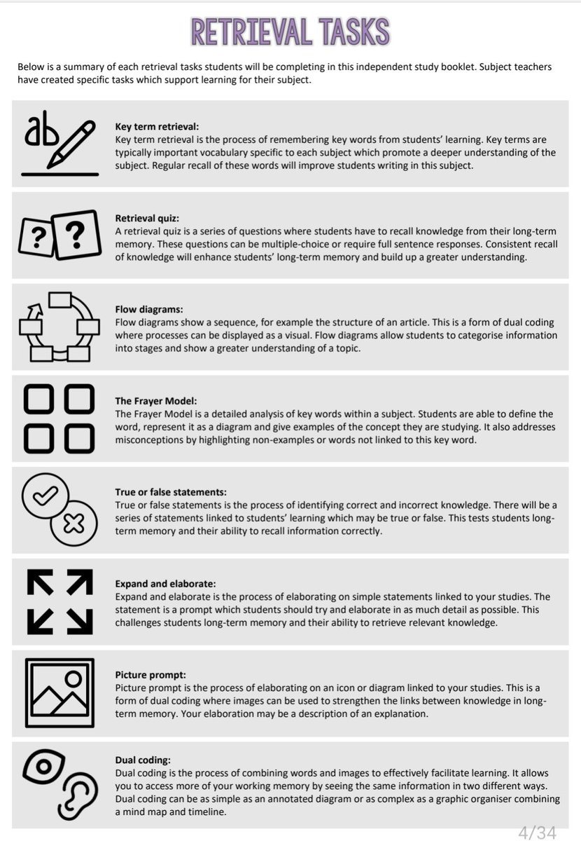 SeanDunnGeog's tweet image. Combining study skills and retrieval tasks to create our KS3 independent study booklets. Next step is KS4. Working with HODs to create effective tasks for their subject is brilliant.