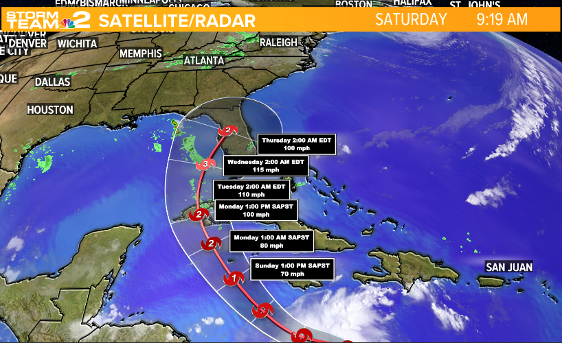 WGRZ's tweet photo. StormTeam2 is tracking Tropical Storm Ian.
It will strengthen to a hurricane.
The latest guidance has it making landfall midweek on the west coast of Florida. 
Former Hurricane Fiona brought 90mph winds to Nova Scotia.
Meanwhile "Gaston and "Hermine" won't affect U.S.
~O'Neill https://t.co/c5YPJYBVMp