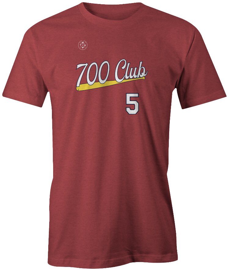 TMASTL's tweet photo. The 700 Club.

New shirts available now on https://t.co/TT8QHgX1ZL.

Everything on the site is 10%, no promo code needed. 

#STLCards https://t.co/3TGSrGsZbj