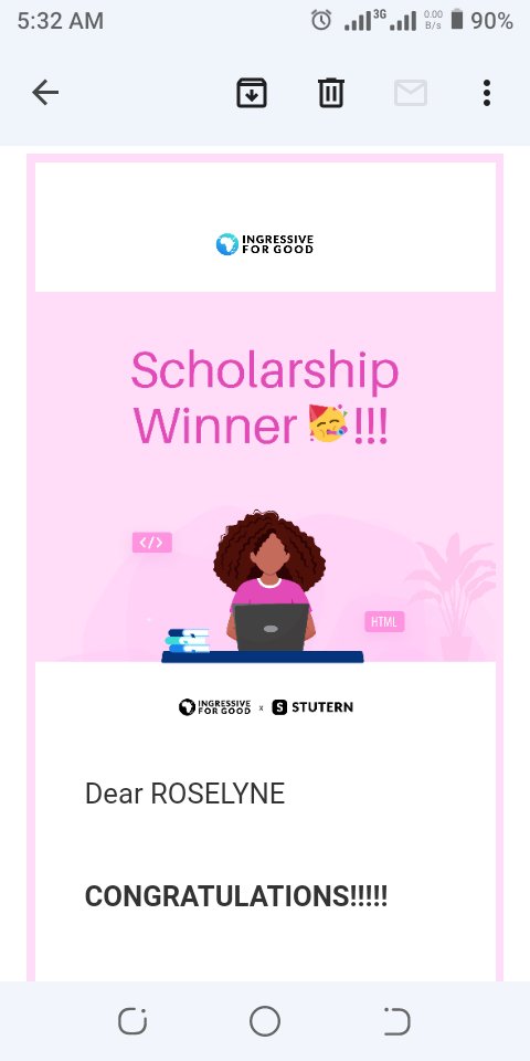 Rossee45's tweet photo. "I just won the #1000WomenInSoftwareDev scholarship 🎉🎉🎉😋
I’m about to learn coding and software development. Thanks to @ingressive4Good and @StuternHq for this opportunity. https://t.co/HxwWifC8mI