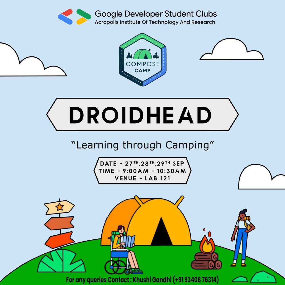 GDSCAITR's tweet photo. Hello Folks!✨
GDSC AITR brings to you DROIDHEAD-Compose camp based on Android filled with fun and immense knowledge.✨
Date:27,28,29 Sept
Time:  9:00-10:30AM
Venue: Lab 121
RSVP: https://t.co/rkgPCuc8Xc
Exciting prizes and certificates awaits you. Limited seats available!🏆#gdsc https://t.co/VIqNQ9WXJ1