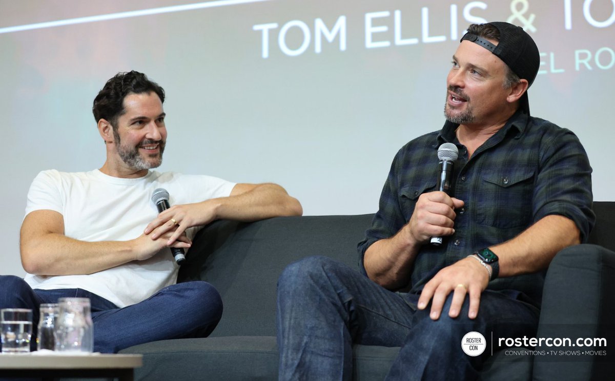 RosterCon's tweet photo. #SOHC - Tom Ellis &amp; Tom Welling during their panel #Lucifer https://t.co/ry9sL50qB7