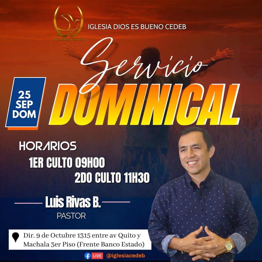 iglesiacedeb's tweet photo. 🔶Iglesia Cedeb te invita a nuestros servicios Dominicales
Horarios:
1ero 09:00
2do 11:30
te esperamos este Domingo 25.Sep.22.. https://t.co/cpRY8dT7fi