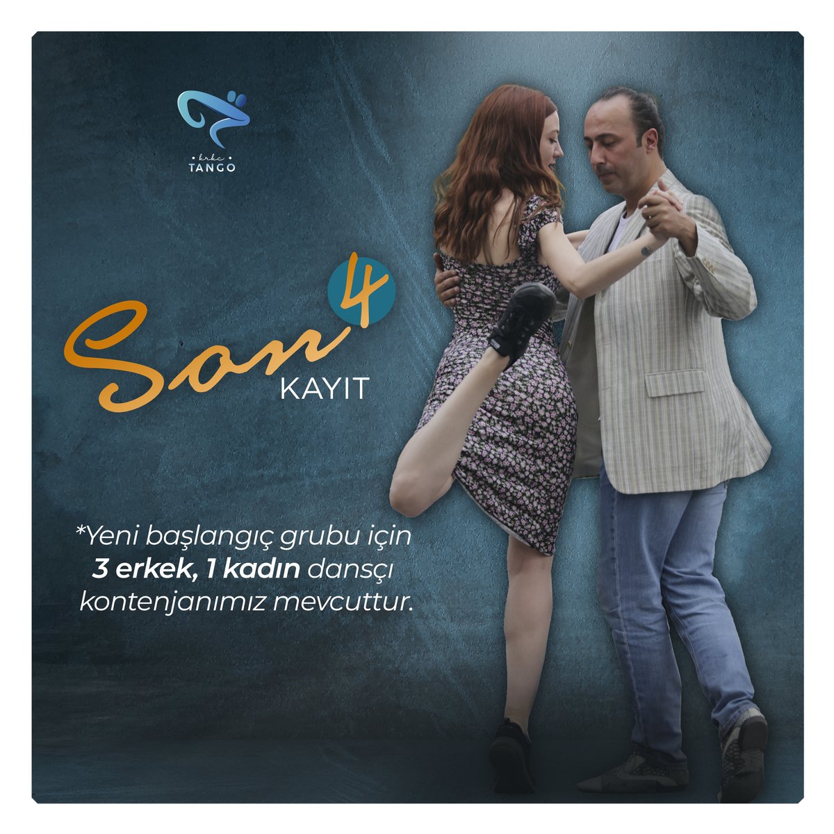 krkctango's tweet photo. 📢Son Kayıt

Devam eden yeni başlangıç grubumuz için 3 erkek, 1 kadın dansçı kontenjanımız açıktır.

✅Partnersiz kayıt olabilirsiniz.
✅Partner eşitlemesi okulumuz tarafından yapılmaktadır.

Tangoda buluşalım.

#Tango #tangoargentino #tangodancer https://t.co/lDuyyHBd2Q