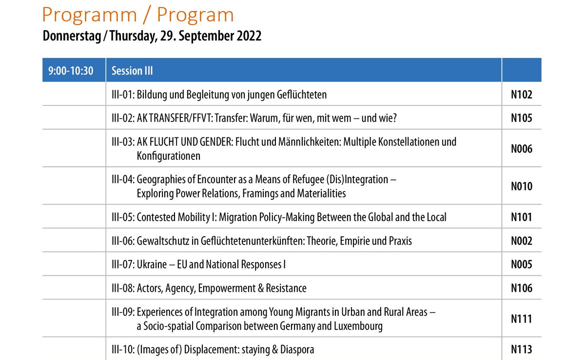 Fluchtforschung's tweet photo. Willkommen zu Tag 2 #NWFF2022!
Heute geht es um:
#Bildung #JungeGeflüchtete
#Transfer
#Gender
#Geographien
#UmkämpfteMobilität
#Gewalt #Schutz #Camps
#Ukraine
#Empowerment #Widerstand
#Deutschland #Luxembourg
#Vertreibung #Diaspora
@Fluchtforschung @TUChemnitz @FFVT_Project https://t.co/YWism9RTUp