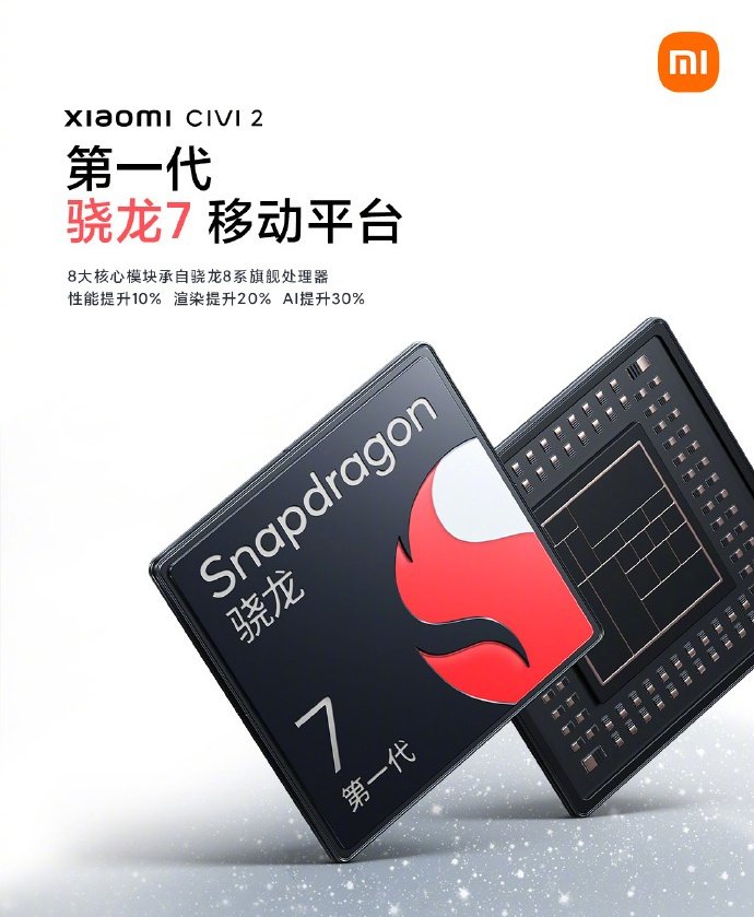 Raman_Singh8's tweet photo. Xiaomi Civi 2 is powered by the Snapdragon 7 Gen 1 SoC.
#Xiaomi #XiaomiCivi2 https://t.co/LegX9KhcW6