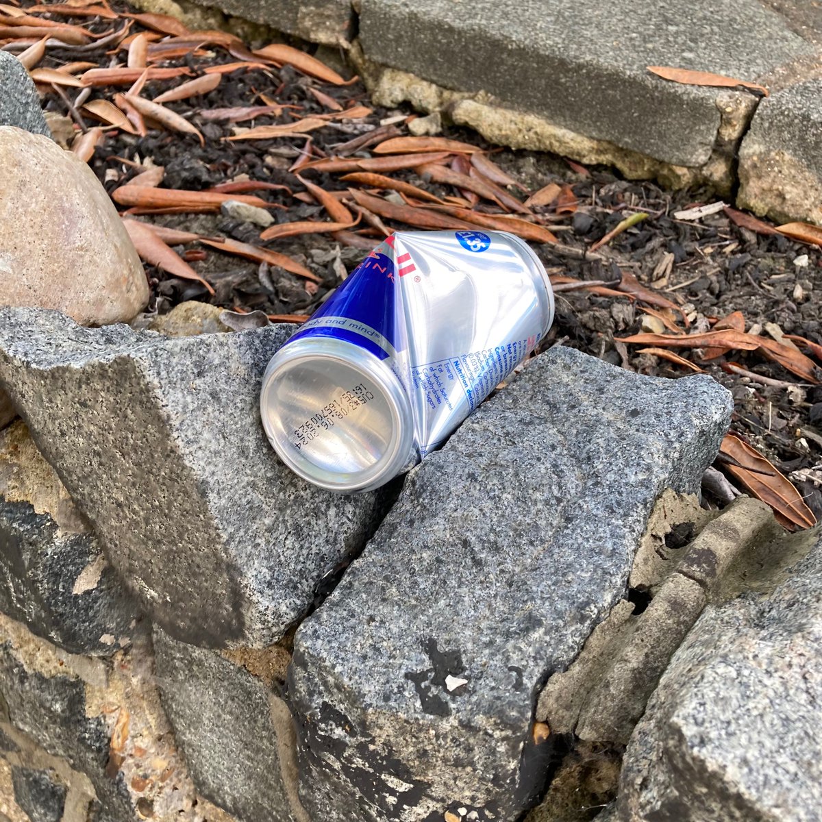 RedBullLitter's tweet photo. Red Bull can #1065: Totteridge garden wall. #RedBull #Litter #LitterPicking #Recycling #KeepBritainTidy https://t.co/BUHF7VJ5Hj