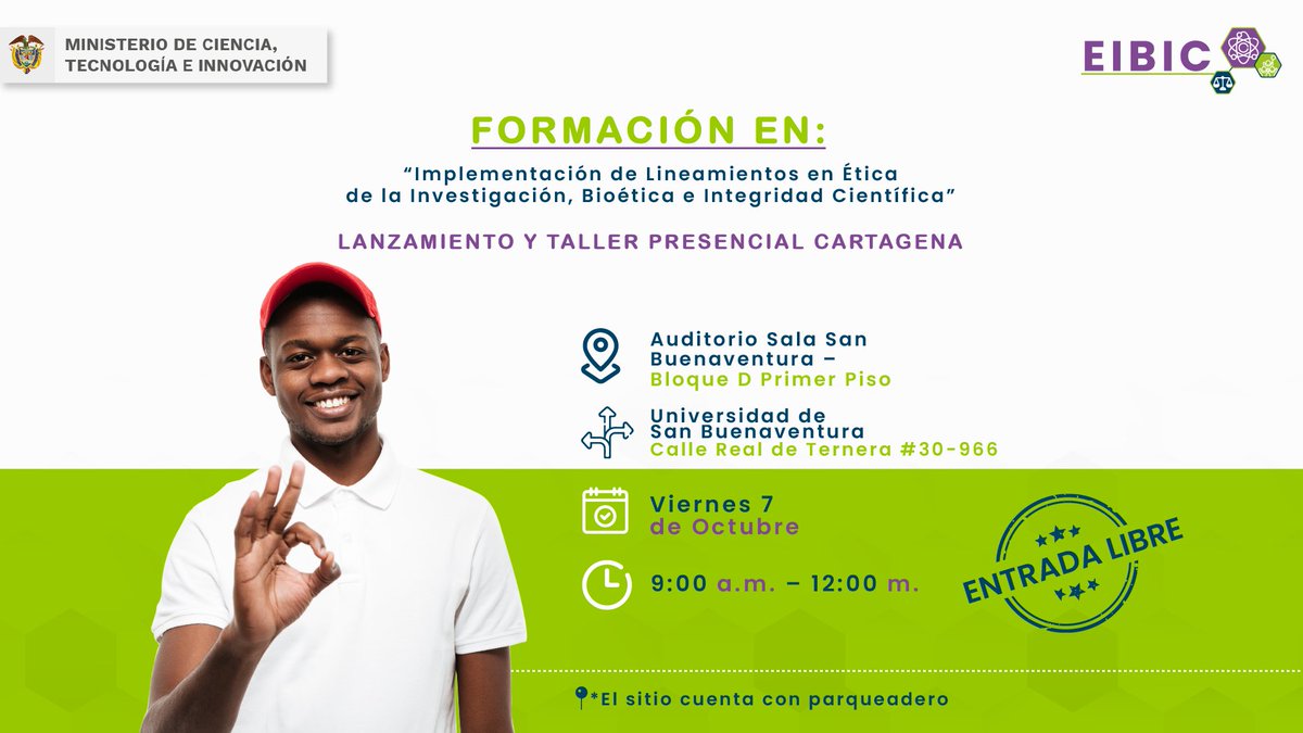 MincienciasCo's tweet photo. 🗂️👨🏻‍💻#Agéndate I 📒Si te encuentras en #Cartagena y te interesa adquirir nuevos conocimientos a través del taller de #EIBIC ¡Nuestra comunidad te espera! ⤵️ 

🗓️7 de octubre
⏰9:00 a.m.
📍@usbcartagena https://t.co/K2bFZhGWfy