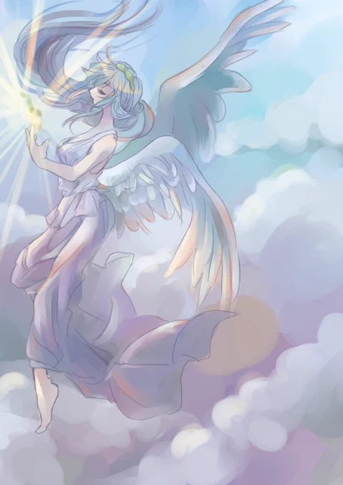 #東北ずん子深夜の真剣お絵描き60分一本勝負ずんだ餅 翼を授ける 