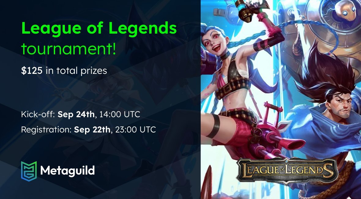 Metaguild's tweet photo. Enter the Rift ๐
We are now LIVE with the #Metaguild monthly League of Legends tournament. Catch all of today's action to find out who will be this month's ultimate Champion!
Bracket link: https://t.co/tGtjU0H2ca
Watch: https://t.co/hupT48epXH https://t.co/t74Uv4WWIw