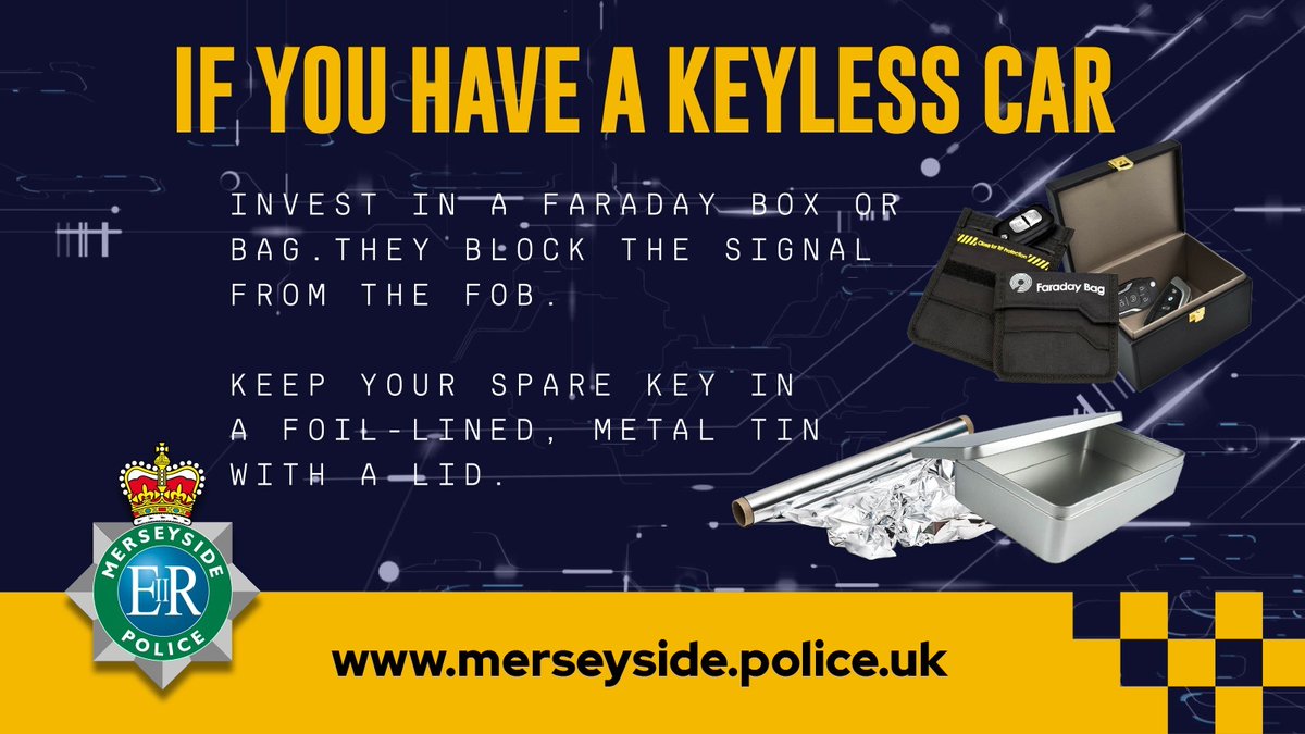 MerPolNthSefton's tweet image. Unfortunately we've recently seen a number of owners of keyless vehicles in North #Sefton either becoming victim of vehicle theft, or theft from motor vehicle
You can find advice on keeping your vehicle and its contents safe at the link below:
orlo.uk/Keyless_Te0eX
#KeylessCars