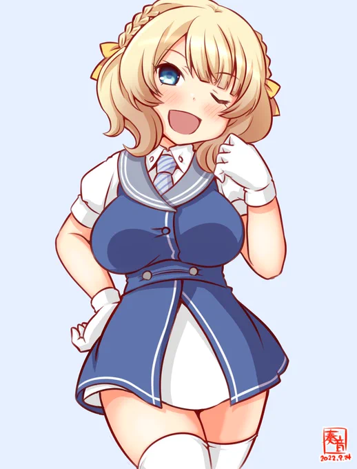 「似合ってる? そう! まあ私くらいになると、なんでも着こなせちゃうのよ。 …で、これ何の服?」#艦これ版真剣お絵描き60分一本勝負_20220924#コロラド 