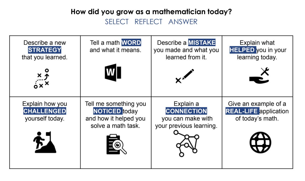 📣Math Teachers! 

Check out these prompts for daily reflection in the #math classroom. Created by <a href="/surreallyno/">Cristina Milos</a> with the amazing tip to LAMINATE THEM so you can use it all year long. 

bit.ly/3LwqZPY #mathchat #learning #teachertwitter