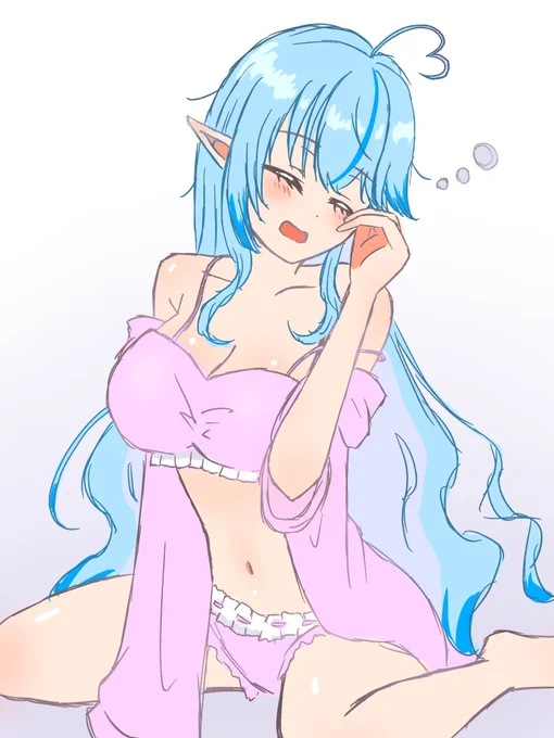 お題「寝起き」おぎら~(  ~³ω³ )~のラミィちゃん#ホロメンワンドロ924#LamyArt 