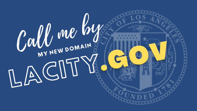 LACity's tweet photo. On June 22, 1927, we laid the physical cornerstone at LA City Hall. Nearly 100 years later, we lay our digital cornerstone online with an updated #DOTGOV domain name allowing for a more secure online presence that will provide a myriad of current and new digital services. https://t.co/HfwQHhKuV7