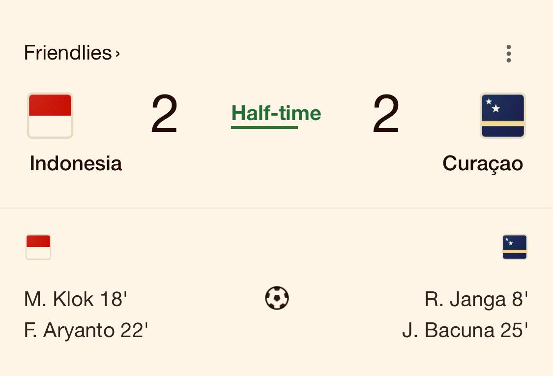 INDONESIAinLOVE's tweet image. Babak pertama Indonesia vs Curacao, imbang. Ayo garuda tambah terus goll nya.
#TimnasDay #MeraihImpian 
#KitaGaruda