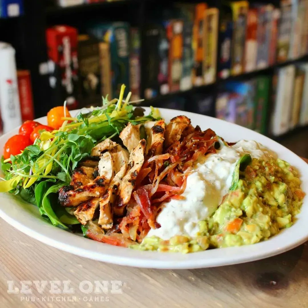 Have you tried our Cobb Salad yet? 
Baby spinach topped with julienned bacon, grilled chicken, marinated cherry tomatoes, our own guacamole &amp; in-house blue cheese ranch, then garnished with our homegrown microgreen mix. 😋
No to brag, but it's freaking amazing!