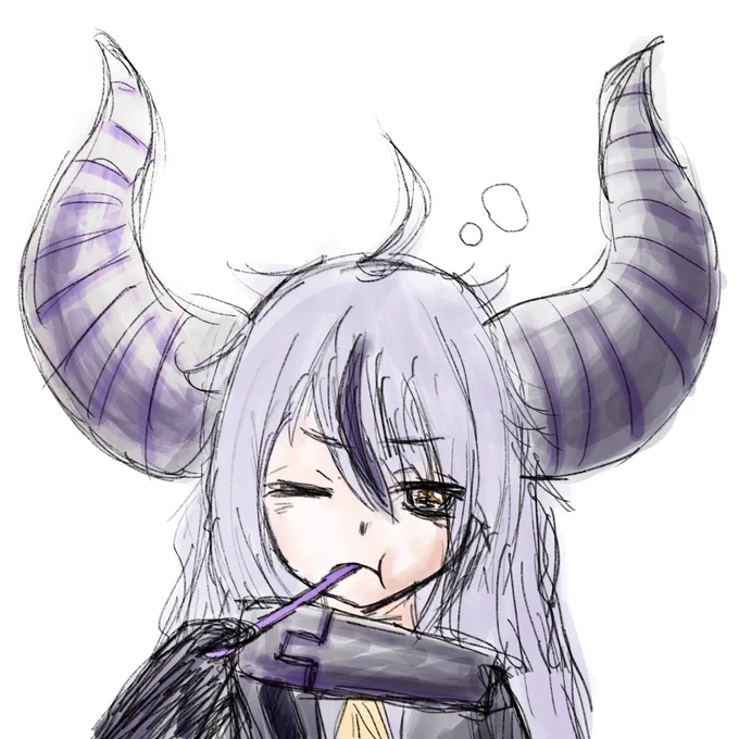 拘束具と角で寝にくそうだな…ラプ様#ホロメンワンドロ924#laplus_artdesu 