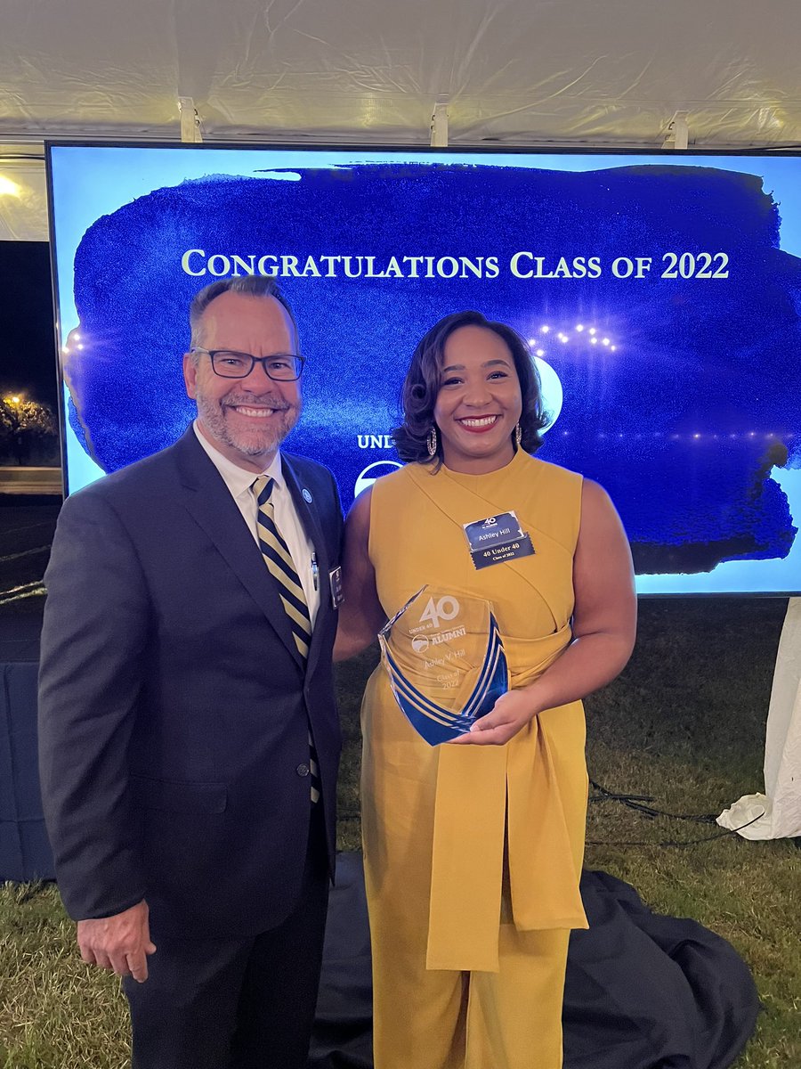 DrAshleyHill's tweet photo. Last night I was honored to join the distinguished group of alumni that make up the #gsu40under40 presented by the Georgia Southern University Almuni Association. My time at @jphcoph catalyzed my public health career and I am forever grateful. 💙💛 https://t.co/WZZ8Dxqamv