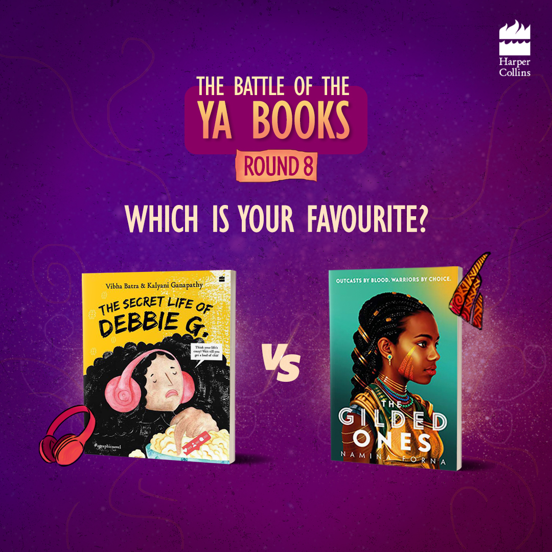 HarperCollinsIN's tweet photo. YA enthusiasts, here’s your next battle!
Did you answer the previous questions? Check our feed to participate and make your favourite win!
@NaminaForna #LitWithYA #TheYABattle #YoungAdult #TheSecretLifeofDebbieG #TheGildedOnes #VibhaBatra #AfterSchoolTales #YoungAdultBooks https://t.co/ScdUs6rnDj